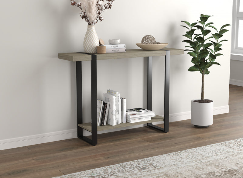47” Console Table With 1 Shelf - Dark Taupe With Black Metal