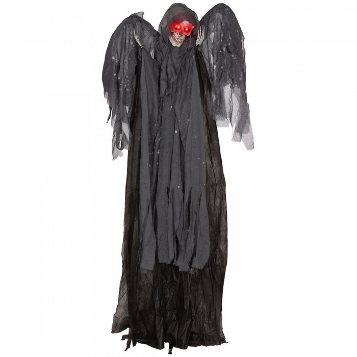 Homcom Winged Grim Reaper Animatronic Prop W/ Light Up Eyes, For Party