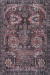 Aqua Brown Flames Washable Non-slip Low Pile Area Rug 5'x7'