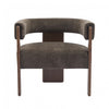 Olivia Velvet Upholstered Accent Armchair with Barrel Back Design and Rubber Wood Frame,Dark Brown Accent Chair | Olivia Fauteuil d’appoint rembourre en velours avec dossier cylindrique et structure en bois de caoutchouc, marron fonce