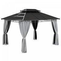 Outsunny 10' X 12' Outdoor Gazebo Canopy, Double roof Hardtop Gazebo With polycarbonate Roof, Steel