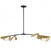 Dainolite Emma 4 Light Horizontal Pendant Matte Black/Aged Brass Finish White Glass Lamp|Luminaire suspendu horizontal Emma de Dainolite en verre blanc, avec fini noir mat et laiton vieilli, et 4 ampoules