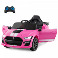 Costway 12v Licensed Ford Mustang Shelby Gt500 Kids Ride On Car With Remote Control Pink