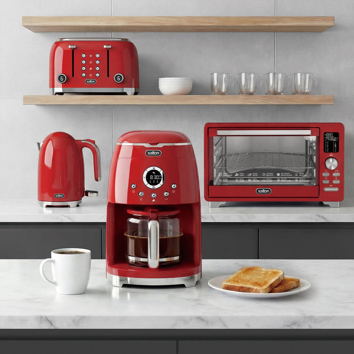 Salton NuRetro Digital 12 Cup Coffee Maker - Space Cherry