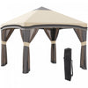 Outsunny 10' X 10' Pop Up Canopy Foldable Party Tent With Nettings, Beige|Outsunny 10' X 10' Tente De Fete Pliable Avec Filets, Beige