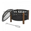 Outsunny 31" Fire Pit, 2-in-1 Wood Fire Pit Brazier With Lid, Grill, Black