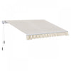Outsunny Retractable Awning Manual Sun Shade Shelter Beige|Outsunny 12' X 10' Store Banne Manuel Retractable Aluminium Polyester Impermeabilise Anti-uv Beige E