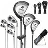 Costway 9 Pcs Men's Complete Golf Club Set Right Handed With 460cc Alloy Driver Irons Gray