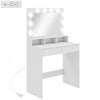 HOMCOM Makeup Vanity Table with LED Mirror and Charging Station, White