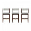 Patricia Modern Wood Upholstered Counter Stool in White Glacier - Set of 3 | Tabouret de comptoir moderne en bois Patricia avec revetement en tissu blanc glacier - Lot de 3