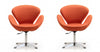 Raspberry Modern Upholstered Swivel Lounge Chair in Orange - Set of 2 Accent Chair | Fauteuil lounge pivotant moderne Raspberry en tissu orange - Lot de 2