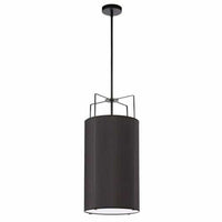 Dainolite Trapezoid 4 Light Pendant Black Drum Shade White Fabric Diffuser Lamp