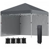 Outsunny 10' X 10' Pop Up Canopy Tent With Removable Sidewalls Carry Bag|Outsunny Tente A Toit Escamotable Avec Parois Laterales Amovibles