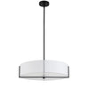 Dainolite Preston 4 Light Pendant 21" Dia Matte Black White Shade Lamp|Luminaire suspendu Preston de Dainolite de 21 po de diamètre avec abat-jour blanc, fini noir mat et 4 ampoules