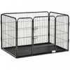 PawHut 4 Panels Dog Playpen, Heavy Duty Dog Fence, 28" H Portable Pet Playpen with Door Double Locking Latches, No Leaking Tray for Indoor Outdoor Backyard Garden, Grey