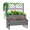 Outsunny 2 Tier Wooden Raised Bed W/ Trellis Elevated Planter Box, Grey|Outsunny Jardiniere En Treillis A 2 Etages, Lit De Jardin Sureleve En Bois