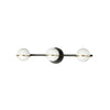 Dainolite Sofia 3 Light Vanity Light Matte Black/Aged Brass White Opal Glass Lamp|Lumière de coiffeuse Sofia de Dainolite en verre blanc opale, avec fini noir mat et laiton vieilli, et 3 ampoules