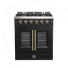 Forno Galiano 30" Black Gas Range, 4.32 cu.ft- FFSGS6444-30BLK | Cuisiniere a gaz noire Galiano 30 pouces, 4,32 pi³ – FFSGS6444-30BLK