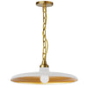 Dainolite Quentin 1 Light Pendant Aged Brass Matte White/Gold Shade Lamp