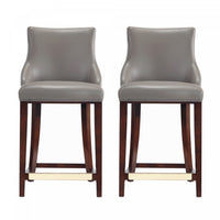 Shubert Modern Wood Upholstered Counter Stool in Dark Taupe - Set of 2