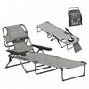 Outsunny Folding Lounge Chair W/ Reclining Back, Tanning Chair, Mixed Grey