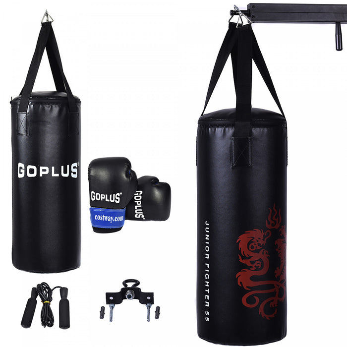 Goplus 2 Ft Kids Punch Bag Boxing Set Kick Ball Gloves Skipping Rope Hook Children Boys