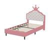 Lily Lovely Crown Fantasy Princess Bed with Tufted PU Leather Headboard,Twin Size Twin Bed | Lily Lit de Princesse Fantaisie Couronne Elegante avec Tete de Lit en Cuir PU Capitonne, Taille Twin