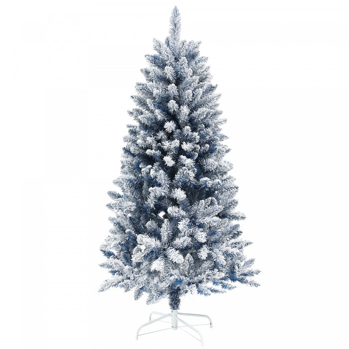 Homcom 5 Ft Artificial Christmas Tree With Snow Flocked Branches, Hinge