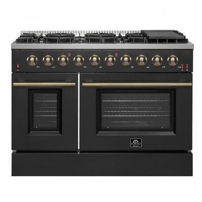 Forno Galiano 48-inch Gas Range Black, 6.58 cu.ft. Double Ovens - FFSGS6244-48WHT | Cuisiniere a gaz Galiano de 48 po en noir, 6,58 pi³, doubles fours - FFSGS6244-48BLK