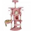 PawHut Cat Tree, 62" Multi-Level Cat Tower with Scratching Posts, 2 Condos, Hammock, Perches, Plush, Pompoms, for Indoor Kittens Playing, Resting, Sleeping, Pink