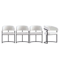 Augusta Modern Metal Vegan Leather Dining Chair in White - Set of 4