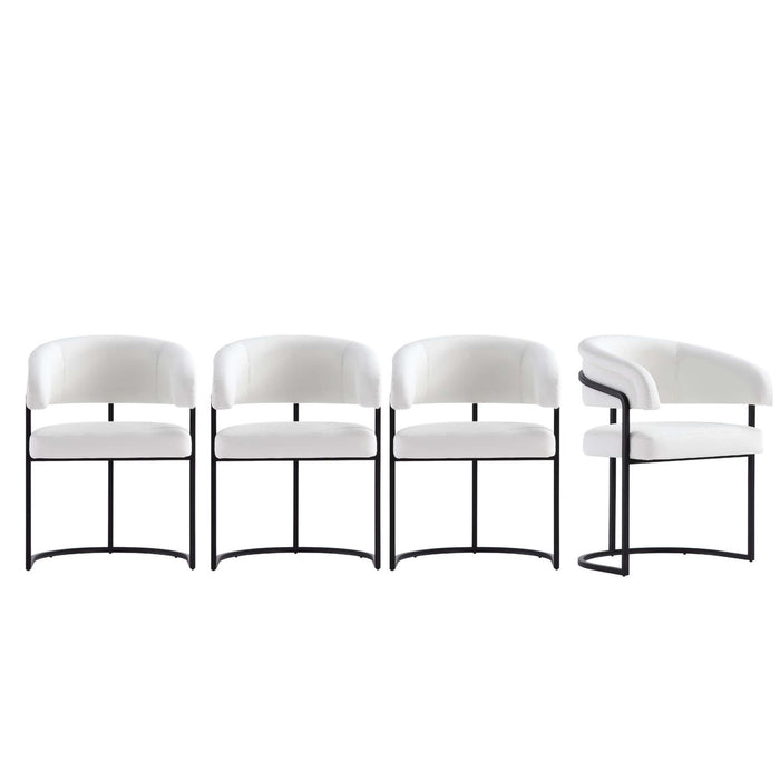 Augusta Modern Metal Vegan Leather Dining Chair in White - Set of 4