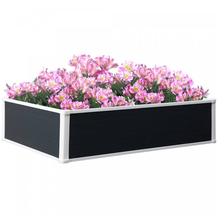 Outsunny 47\" X 35\" X 12\" Raised Garden Bed, Plastic Planter Box, Above Ground Garden Box For Flowers, Herb, Vegetables, Dark Grey