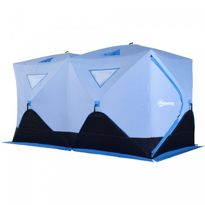 Outsunny 8-person Pop-up Ice Fishing Tent, Insulated Ice Fishing Shelter With Ventilation Windows, D|Tente De Peche Sur Glace Outsunny Portable Pour 8 Personnes Avec Abri De Glace Escamotable Avec Fene