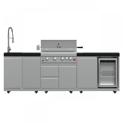 FORNO Bulnes Outdoor Kitchen 60,000 BTU Stainless Steel BBQ with Black Granite Countertops - FODKT2506BLK | Cuisine d'exterieur Bulnes – BBQ en acier inoxydable de 60 000 BTU et comptoirs noirs – FODKT2506BLK