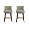 Lucia Modern Chenille Wood Counter Stool in Taupe - Set of 2 | Tabouret de comptoir moderne Lucia en bois et chenille taupe - Lot de 2