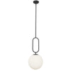 Dainolite Simone 1 Light Pendant Matte Black Opal White Glass Lamp|Luminaire suspendu Simone de Dainolite en verre blanc opale, avec fini noir mat et 1 ampoule