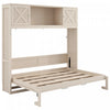 Ethan Solid Wood Murphy Bed with Storage Cabinets,Full Size,Beige Full Bed | Lit escamotable Ethan en bois massif avec armoires de rangement, taille full, beige