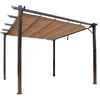 Outsunny 10' X 10' Outdoor Retractable Pergola Canopy, Aluminium Gazebo, Grape Trellis Sunshade Shel|Outsunny 10' X 10' Pergola Gazebo D'exterieur Et Arriere-cour En Aluminium Canopee Cover Pare-soleil