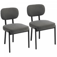 HOMCOM Upholstered Linen Fabric Dining Chairs, Kitchen Chairs, Grey