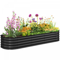 Outsunny Galvanized Raised Garden Bed Planter Box, 6.4 x 2 x 1ft, Dark Grey