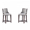 Fifth Avenue Traditional Wood Upholstered Counter Stool in Light Gray - Set of 2 | Tabouret de comptoir traditionnel en bois Fifth Avenue avec assise rembourree, gris clair - Lot de 2