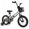 Costway 14\" Kid's Bike With Training Wheels Adjustable Handlebar & Seat Handbrake Silver