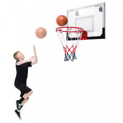 Costway Over-the-door Mini Basketball Hoop Includes Basketball & Hand Pump 2 Nets Indoor Sports
