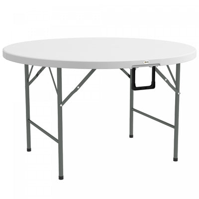 Outsunny Folding Patio Table Outdoor Hdpe Round Picnic Table For 6, White