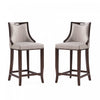 Emperor Traditional Wood Upholstered Barstool in Light Gray - Set of 2 | Tabouret de bar en bois traditionnel Emperor avec assise rembourree, gris clair – Lot de 2