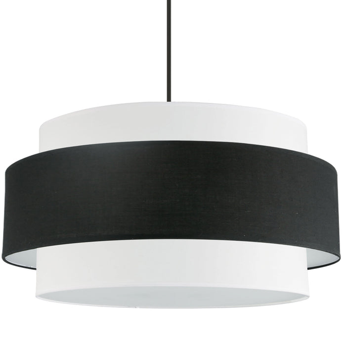 Dainolite Priya 4 Light Chandelier Large Matte Black Black/White Shade Lamp