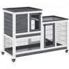 Pawhut Rabbit Hutch Indoor Bunny Cage Guinea Pig House On Wheels With Run, Pull Out Trays, Grey And |Pawhut Clapier D'interieur En Bois Pour Lapin Avec Cage Surelevee Avec Enclos Ferme Avec Roues, Idea