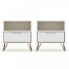 Rockefeller Mid-Century Modern 20" Nightstand in White (1-Drawer) - Set of 2 | Table de nuit Rockefeller Mid-Century Modern 20" en blanc (1 tiroir) - Lot de 2