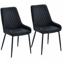 HOMCOM Dining Chairs Set of 2, PU Leather Kitchen Chairs with Steel Legs